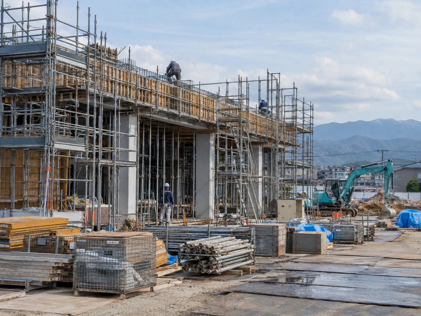 建設現場の建物と工事設備